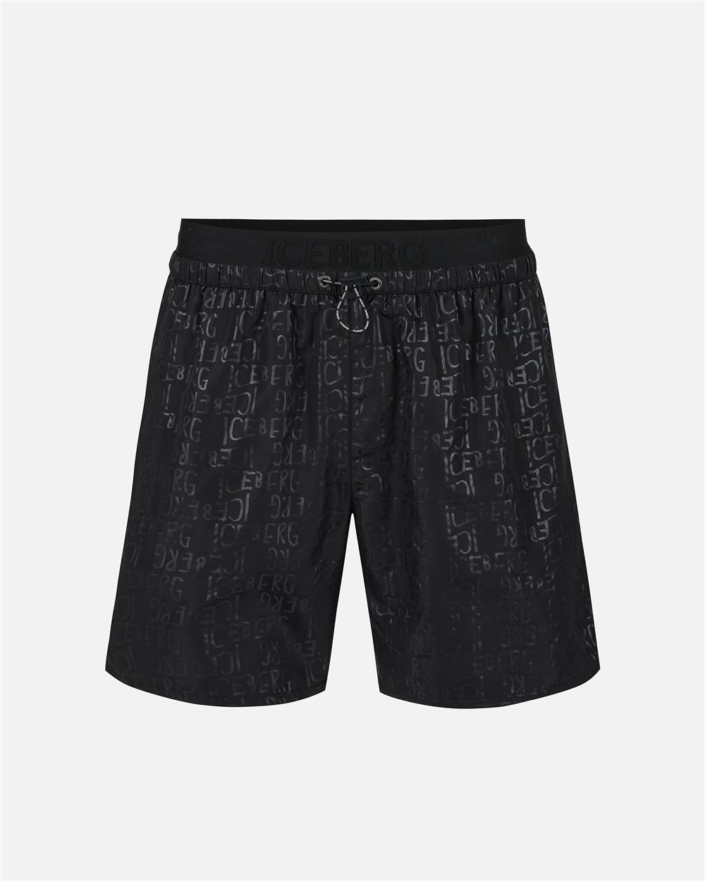 Black boxer shorts with elastic, drawstring and Iceberg logo - Iceberg - Official Website