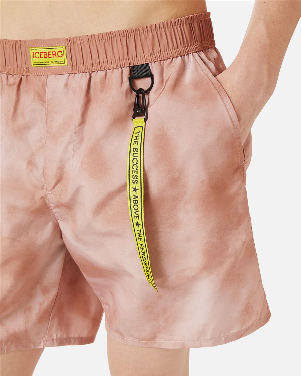Powder pink boxer shorts with elastic, drawstring and Iceberg logo - Iceberg - Official Website