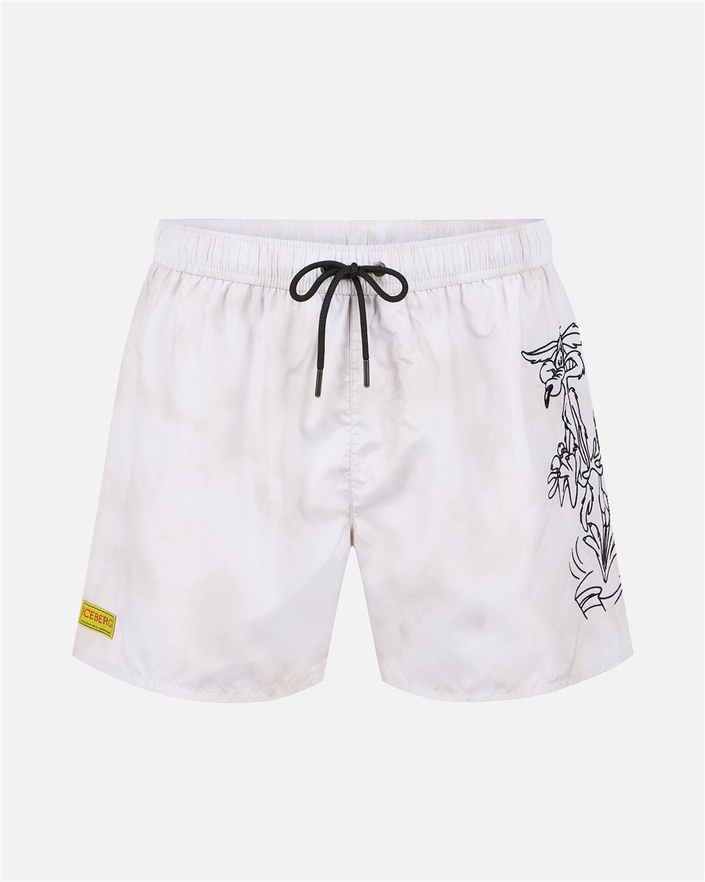 Grau-blaue Badehose mit Tunnelzug, Print auf dem linken Bein und Iceberg-Logo - Iceberg - Official Website