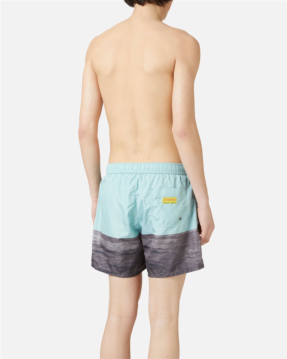 Boxer mare a fantasia con sfondo verde salvia e coulisse gialla - Iceberg - Official Website