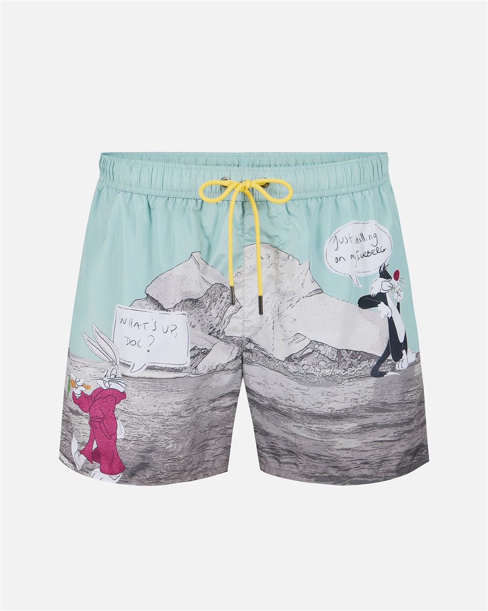 Boxer mare a fantasia con sfondo verde salvia e coulisse gialla - Iceberg - Official Website