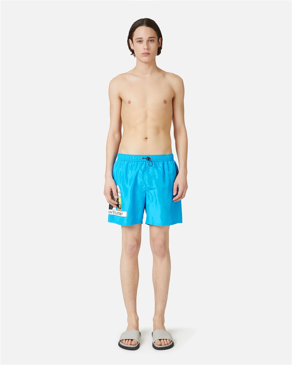 Boxer mare turchese con coulisse, stampa e logo Iceberg - Iceberg - Official Website