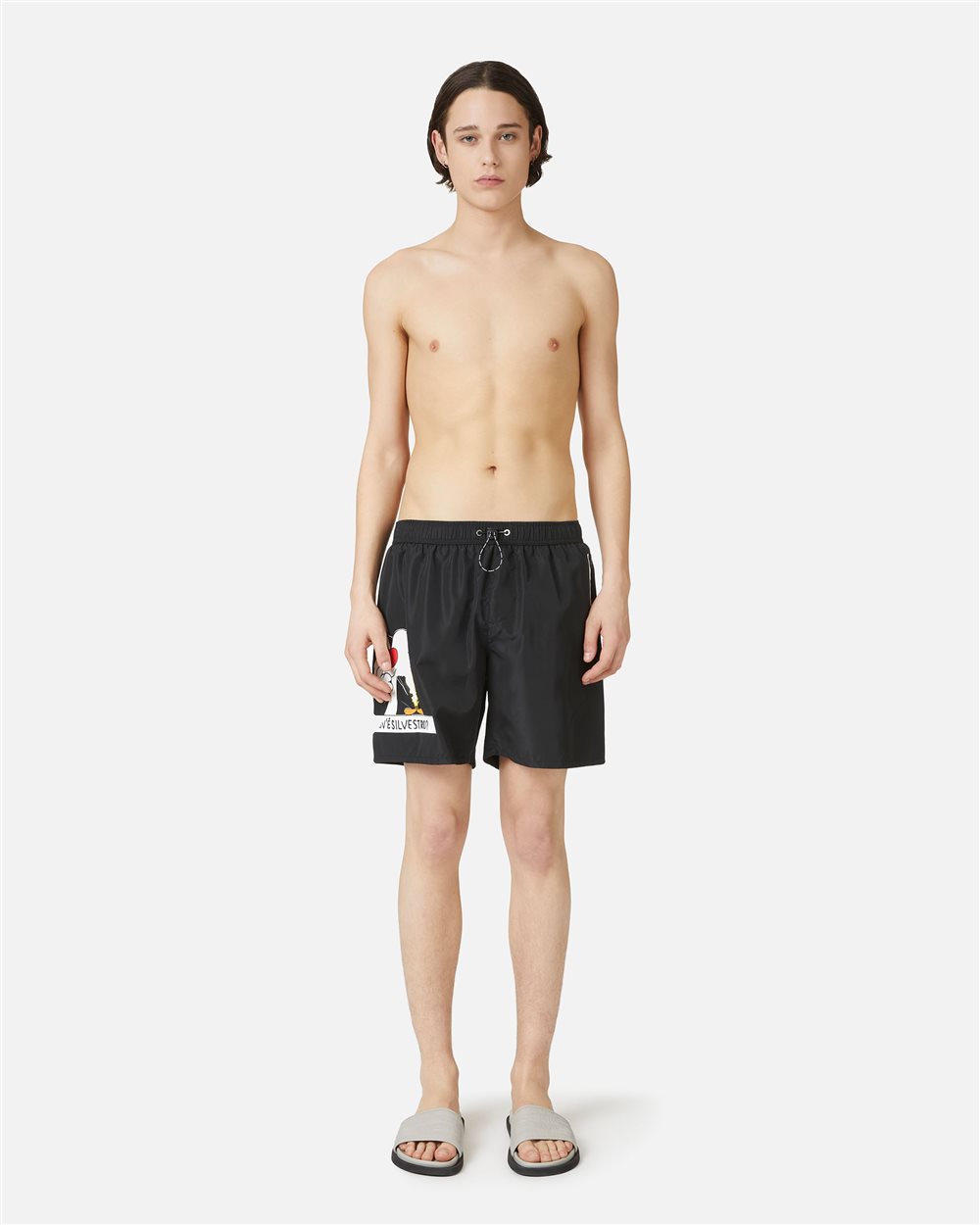 Boxer mare nero con coulisse, stampa e logo Iceberg - Iceberg - Official Website