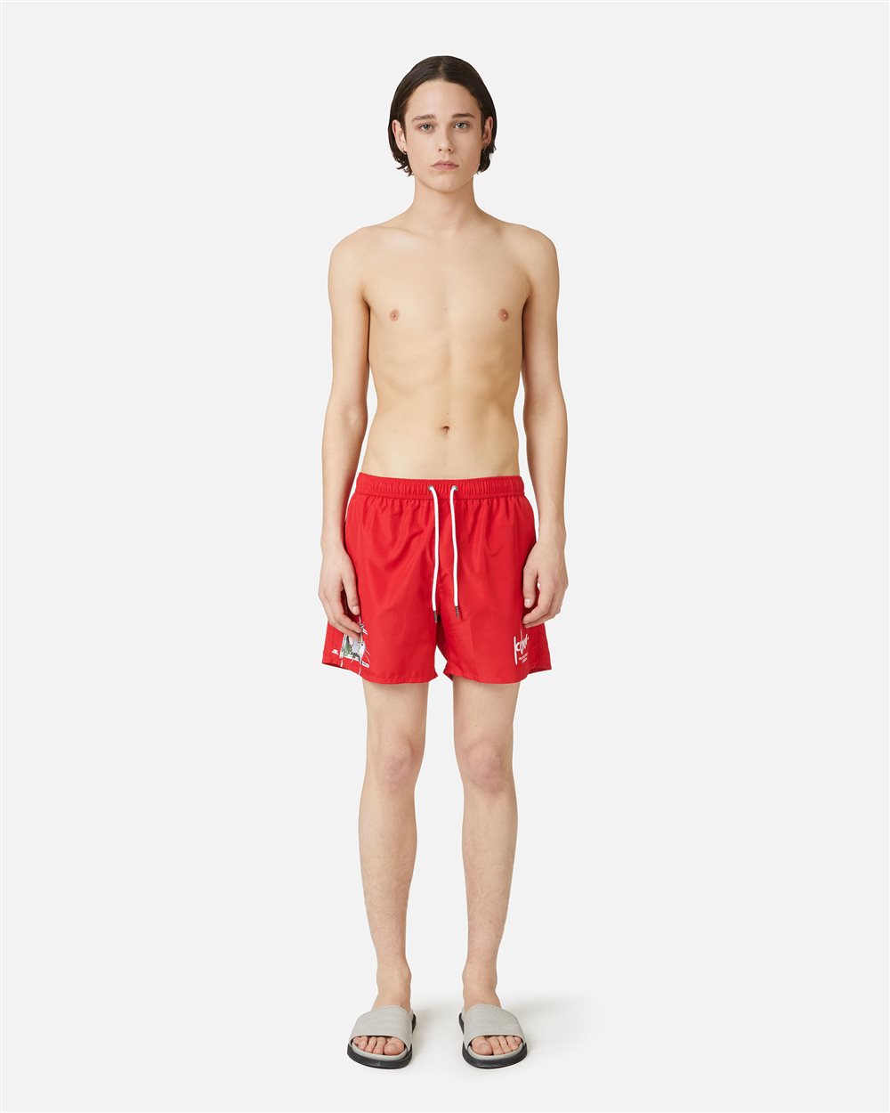 Rote Badehose mit Tunnelzug, Print und Iceberg-Logo - Iceberg - Official Website