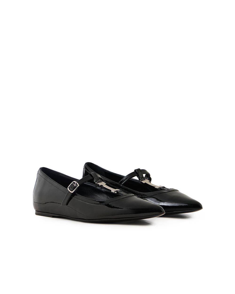 Pointed ballerinas in black patent leather with Iceberg detail - Iceberg - Official Website