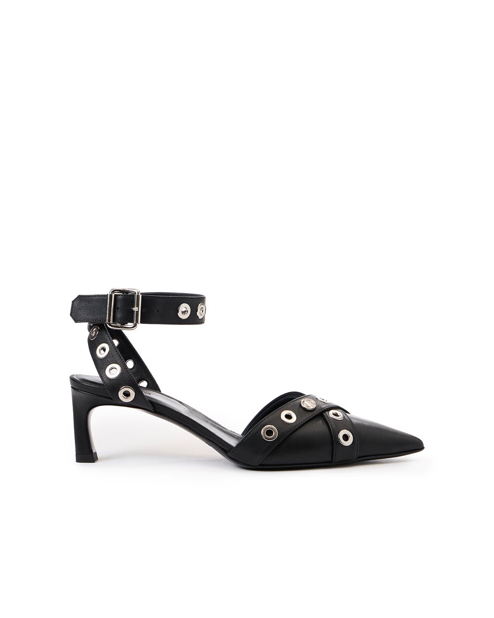 Black kitten heel sling back with stud details - Iceberg - Official Website
