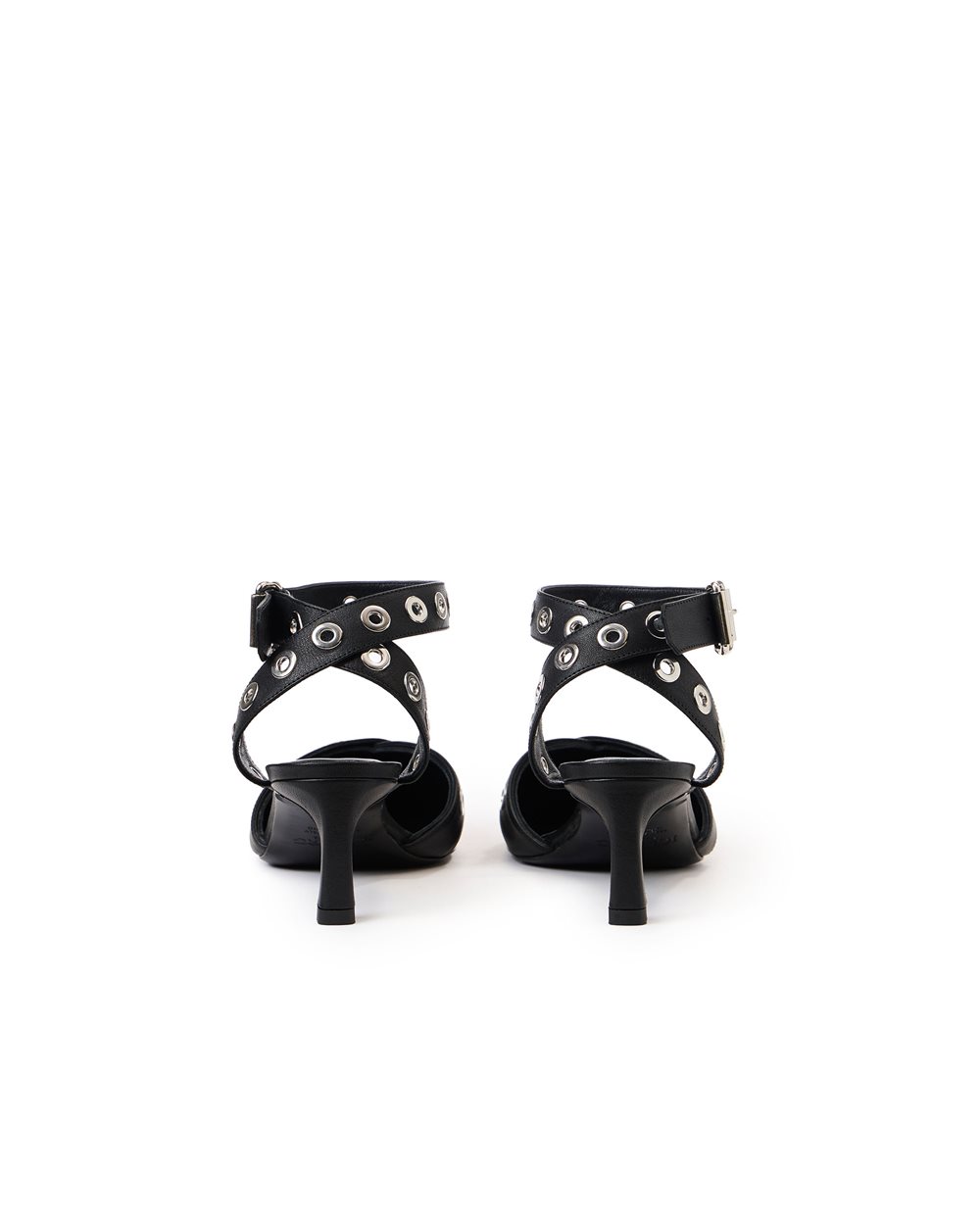 Black kitten heel sling back with stud details - Iceberg - Official Website