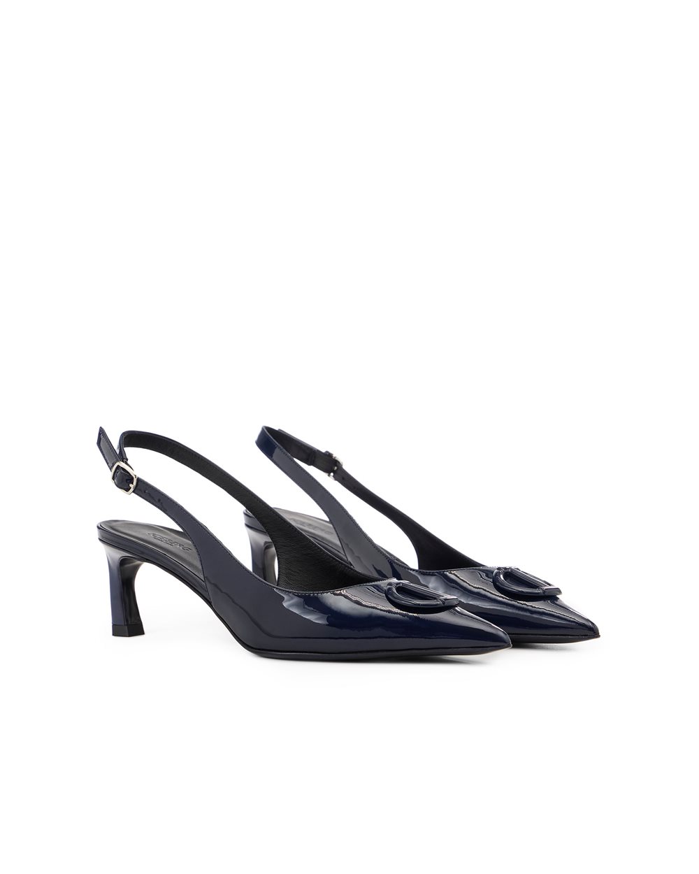 Blue patent leather pointed toe slingbacks with Iceberg monogram - Iceberg - Official Website
