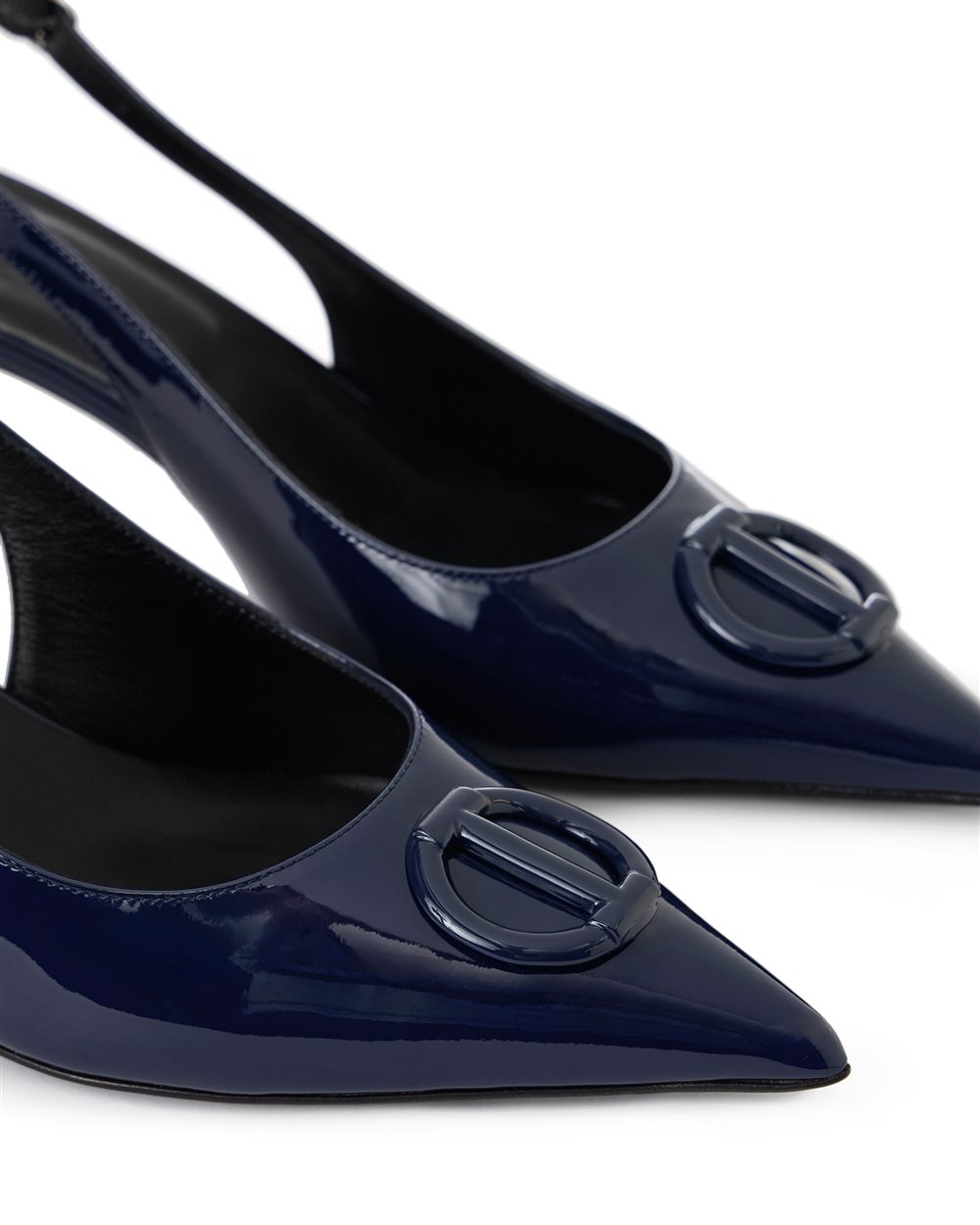 Blue patent leather pointed toe slingbacks with Iceberg monogram - Iceberg - Official Website