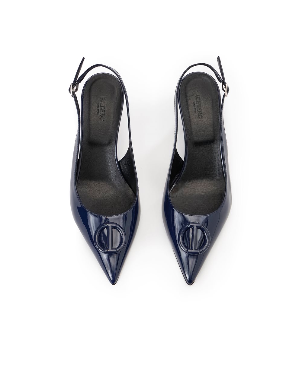 Blue patent leather pointed toe slingbacks with Iceberg monogram - Iceberg - Official Website