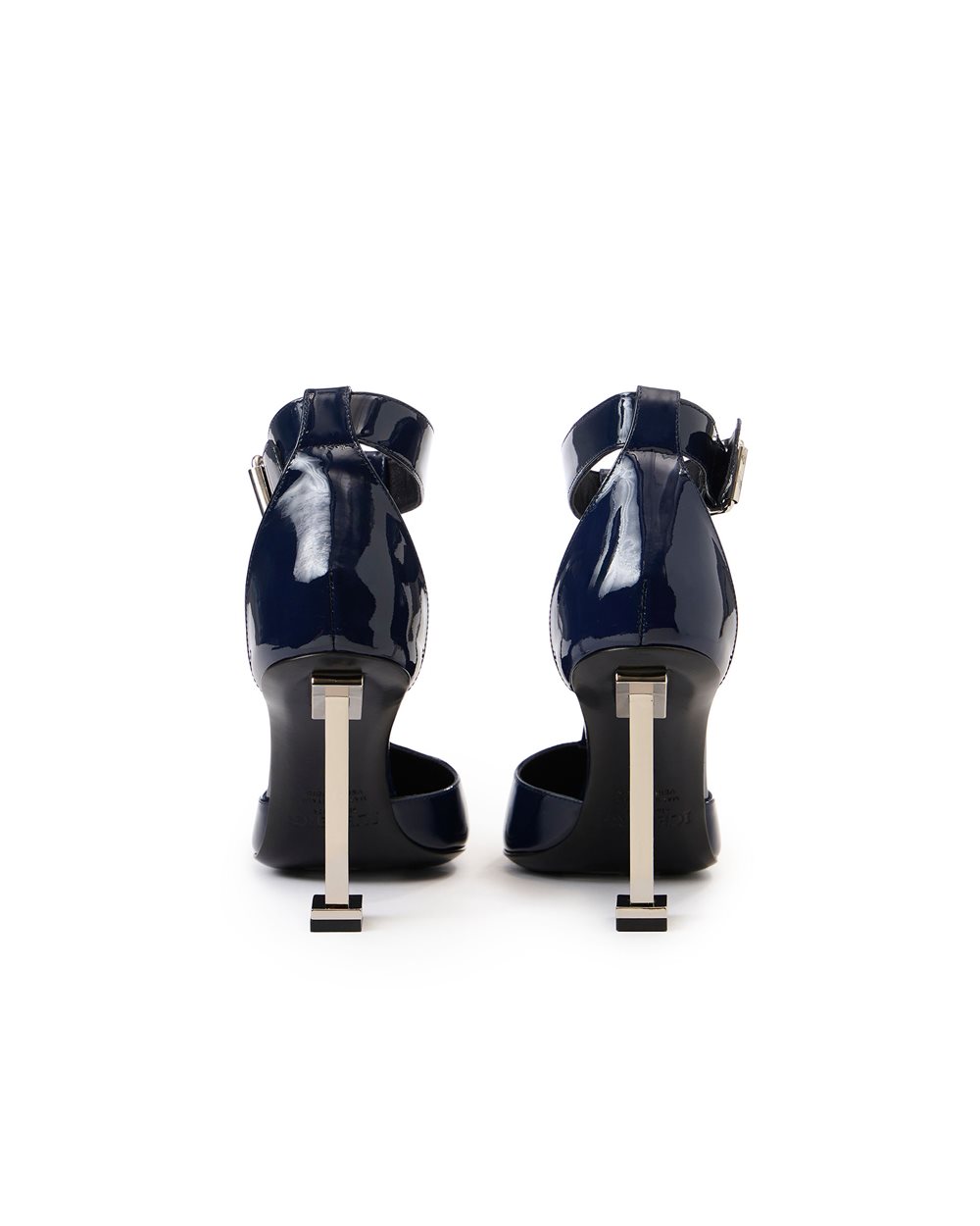 Blue patent leather pointed toe pumps with custom heel - Iceberg - Official Website
