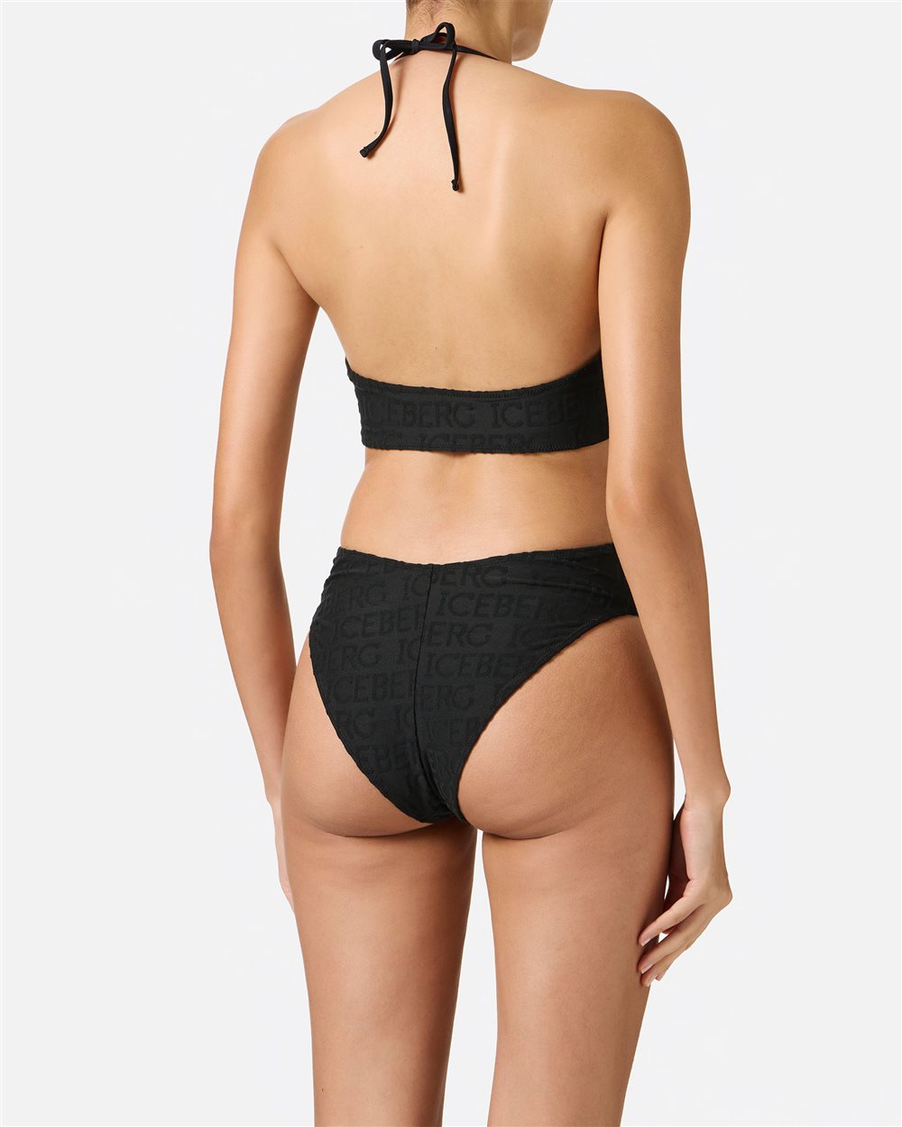 Costume intero nero con design cut-out e logo Iceberg allover - Iceberg - Official Website
