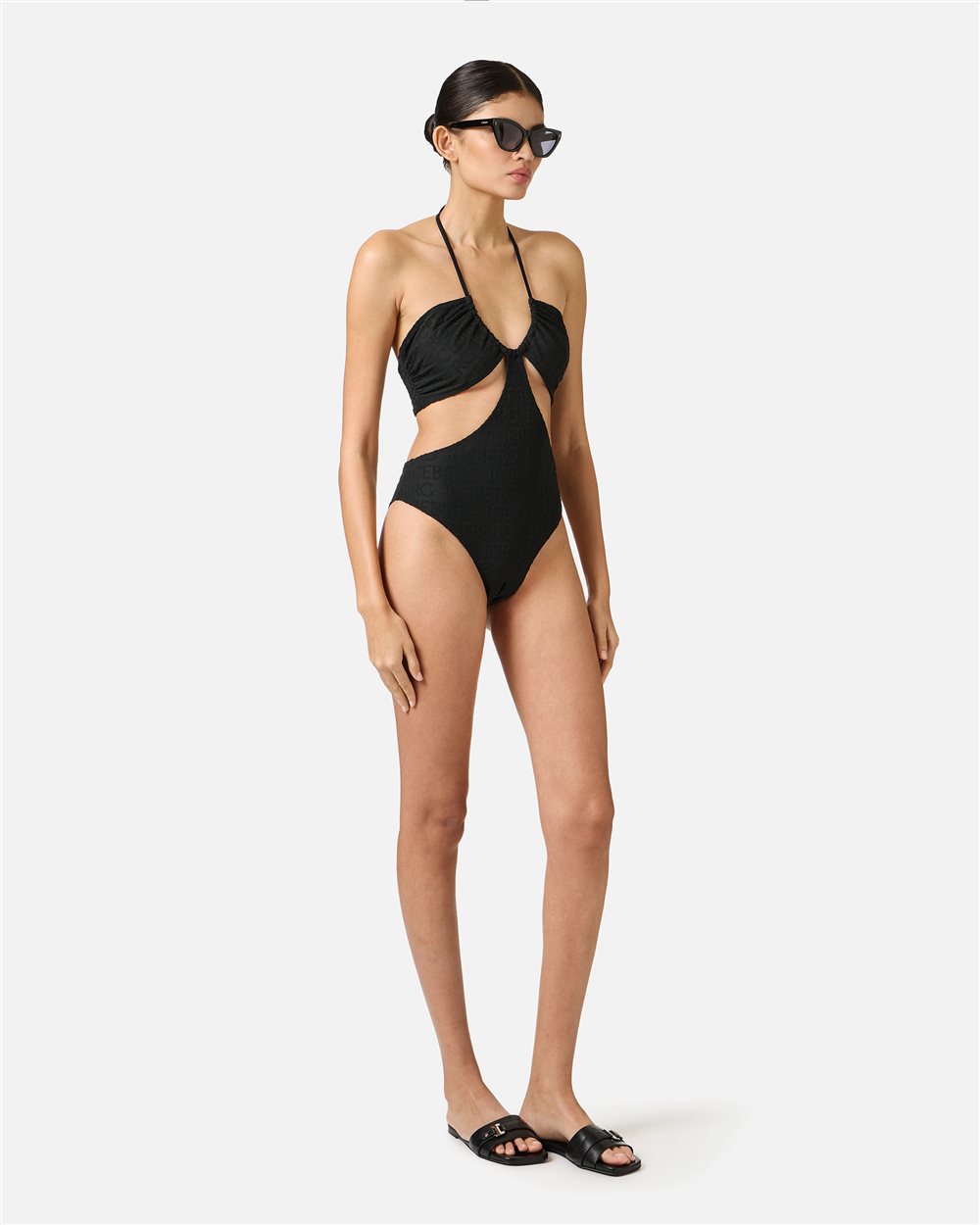 Costume intero nero con design cut-out e logo Iceberg allover - Iceberg - Official Website