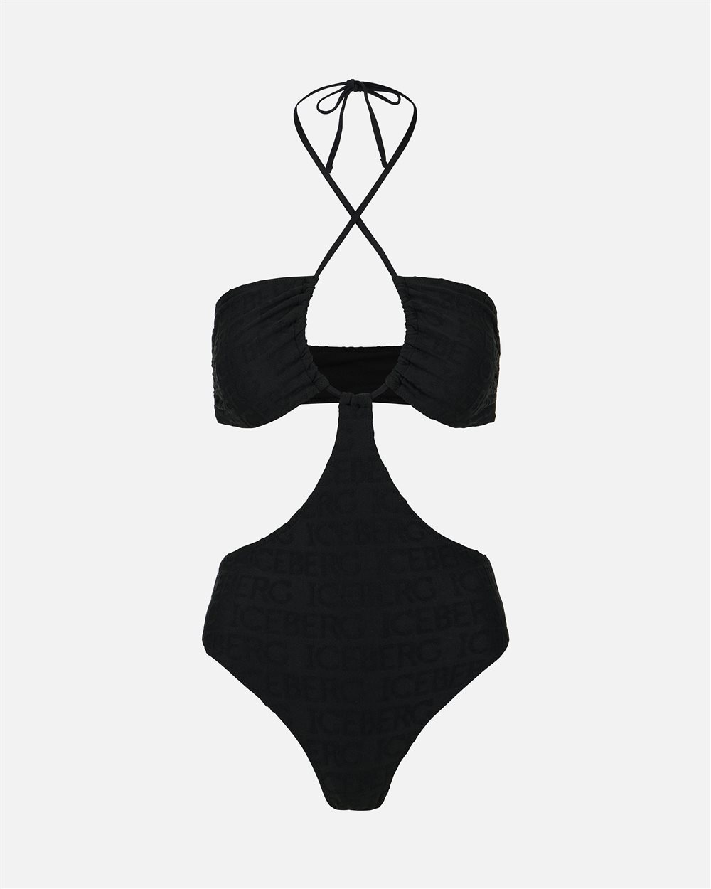 Costume intero nero con design cut-out e logo Iceberg allover - Iceberg - Official Website
