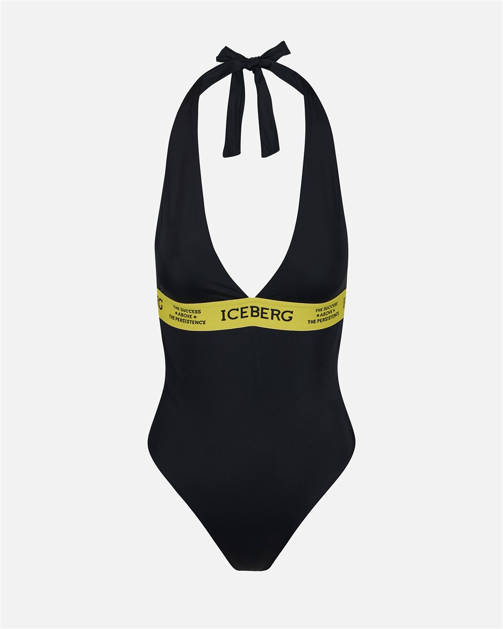 Costume intero nero con banda elastica gialla e logo Iceberg a contrasto - Iceberg - Official Website