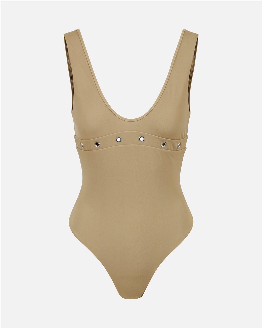 Mud-colored one-piece with metal studs under the bust - Iceberg - Official Website
