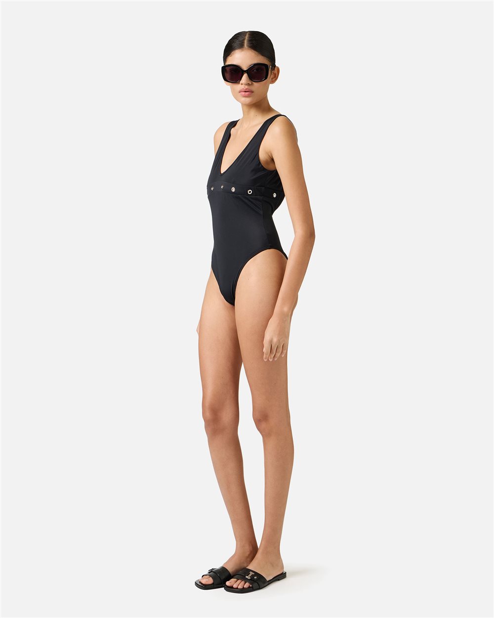Costume intero nero con borchie in metallo sotto al seno - Iceberg - Official Website