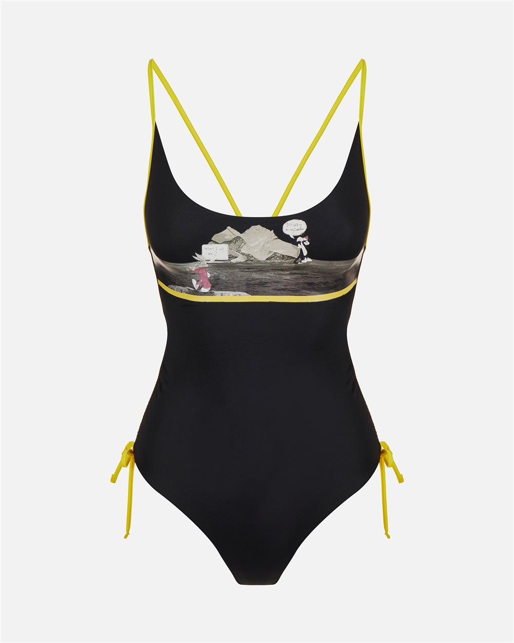 Black One-Piece Swimsuit with Warner Bros Chest Illustration - Iceberg - Official Website