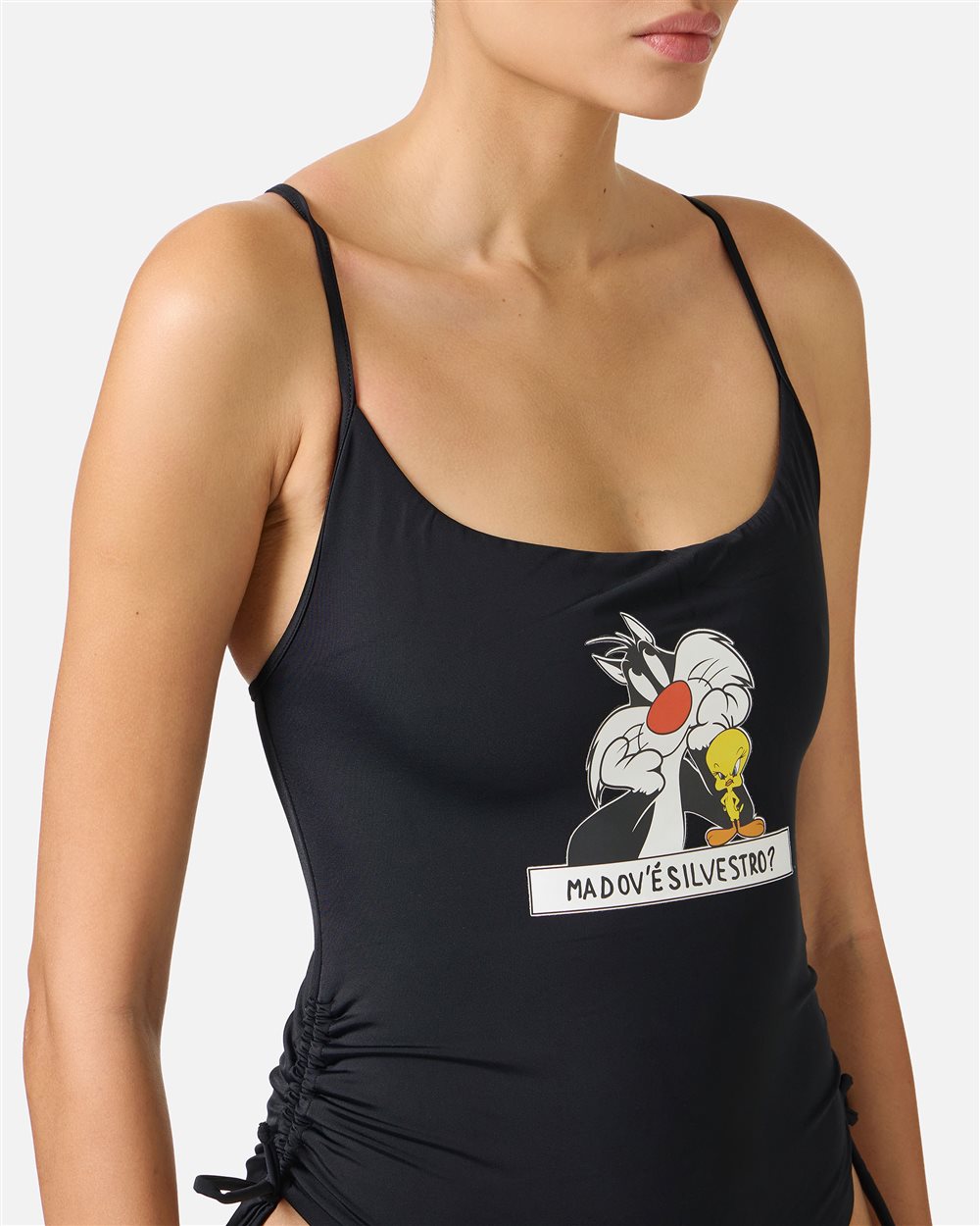 Costume intero nero con stampa Looney Tunes sul petto - Iceberg - Official Website