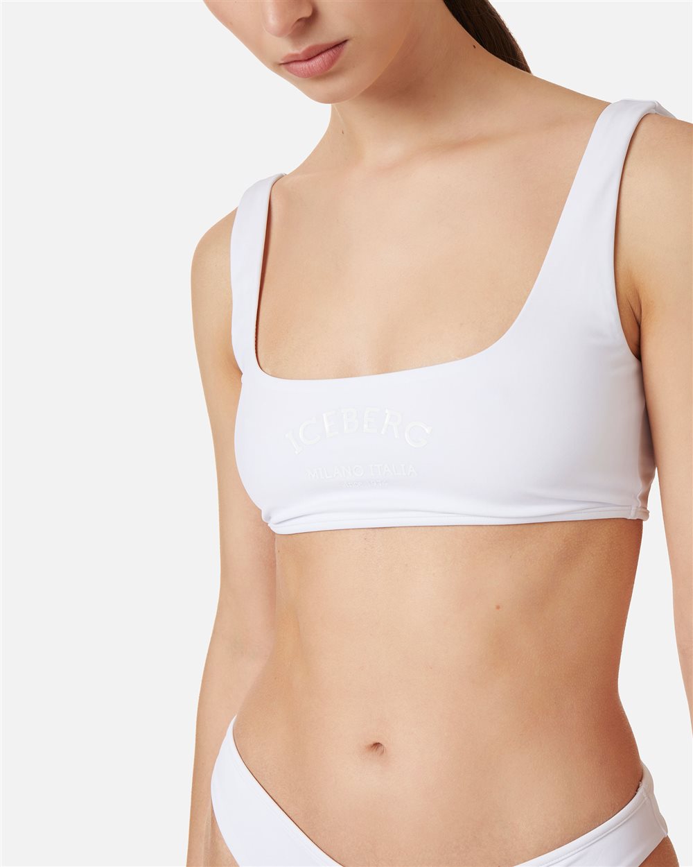 White swim top with tone-on-tone Iceberg logo on the front - Iceberg - Official Website