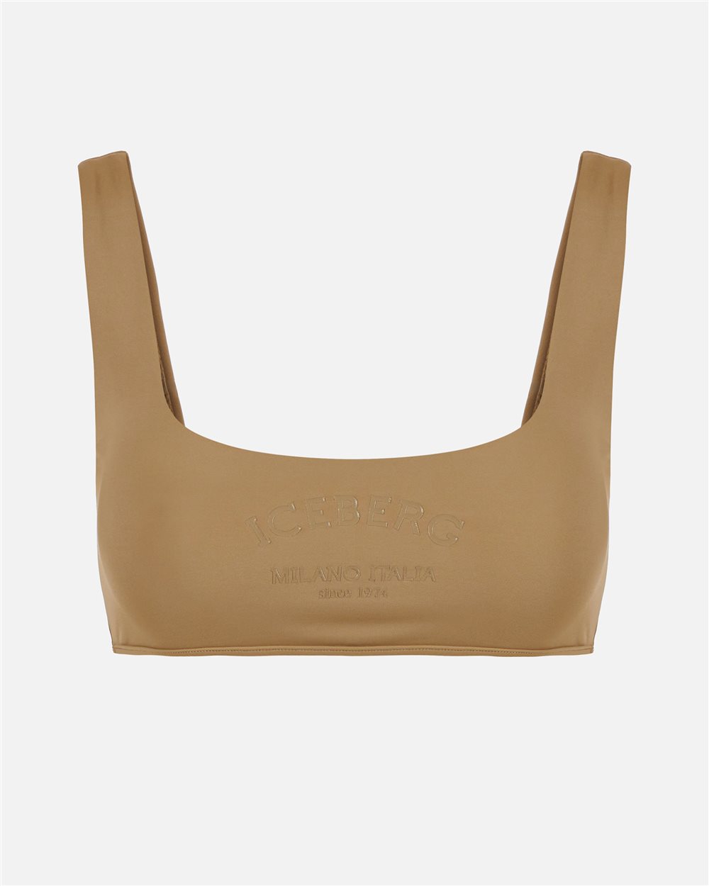 Mud-colored swim top with tone-on-tone Iceberg logo on the front - Iceberg - Official Website