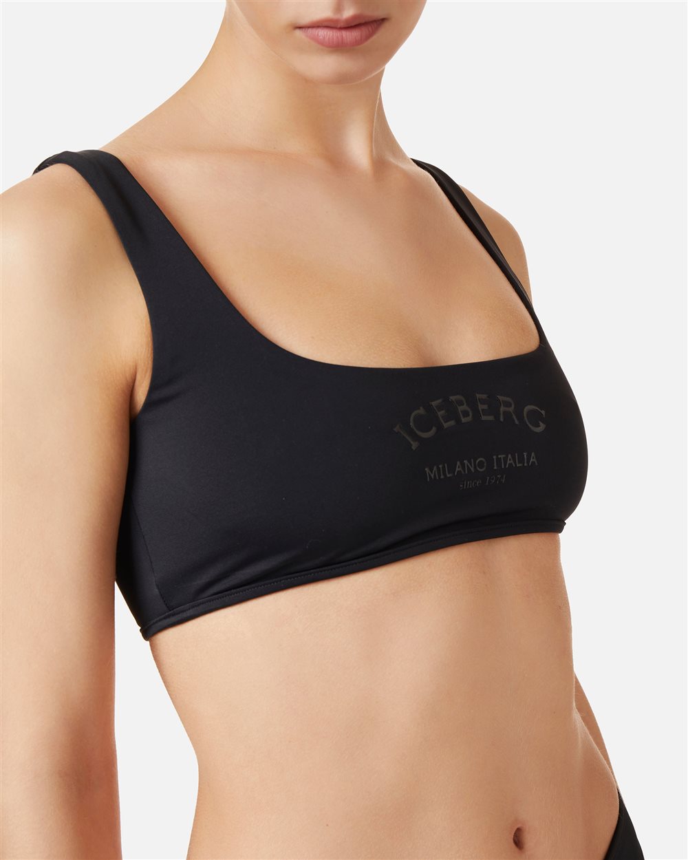 Black swim top with tone-on-tone Iceberg logo on the front - Iceberg - Official Website