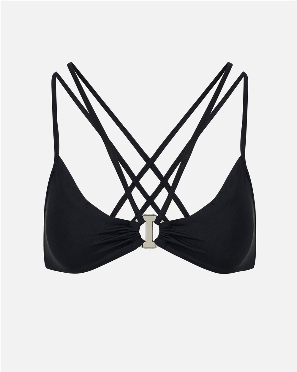 Top nero per costume con anello in metallo al centro e doppia spallina - Iceberg - Official Website