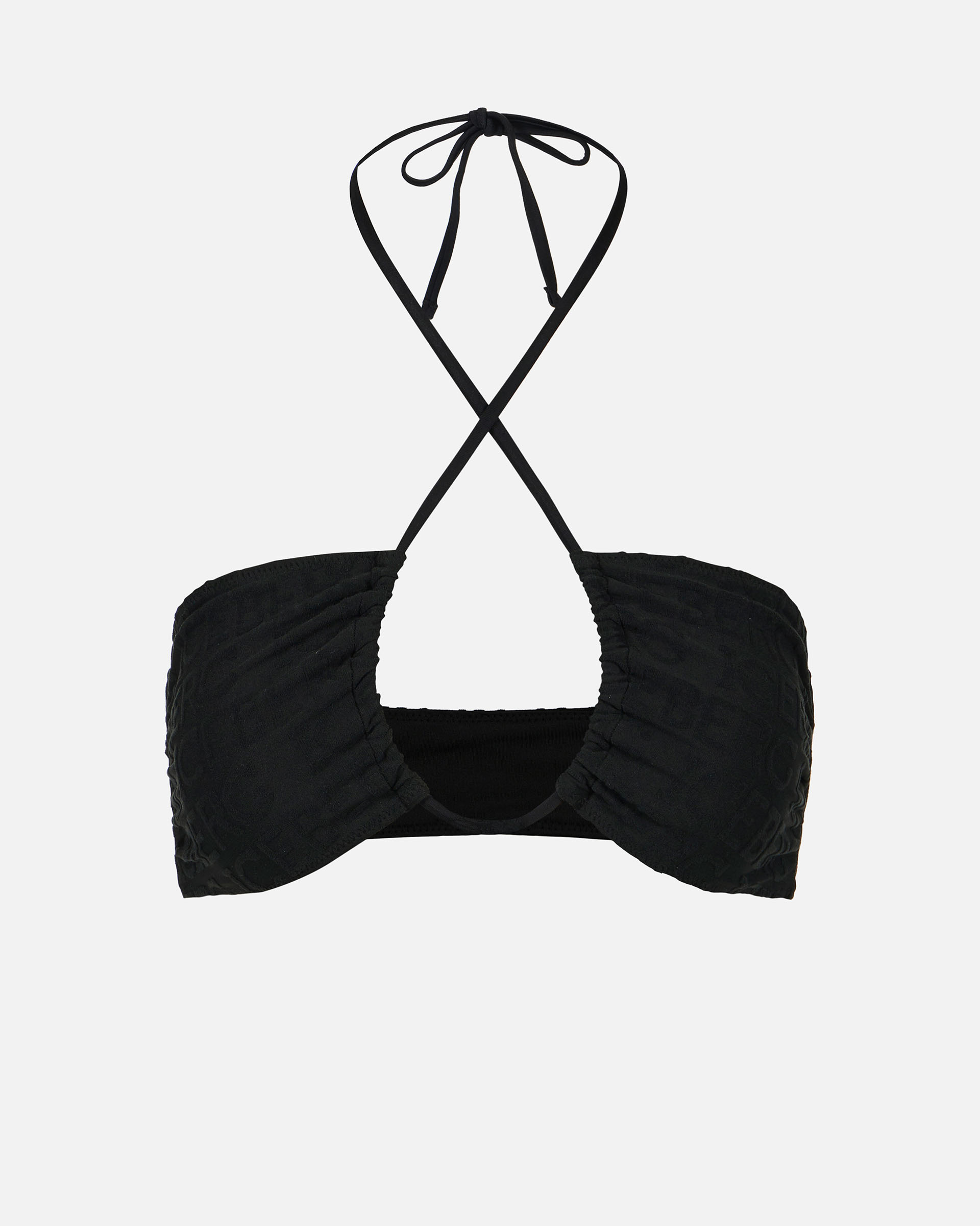 Schwarzes Bandeau-Bikini-Top mit verstellbarem Ausschnitt und Allover Iceberg-Logo - Iceberg - Official Website