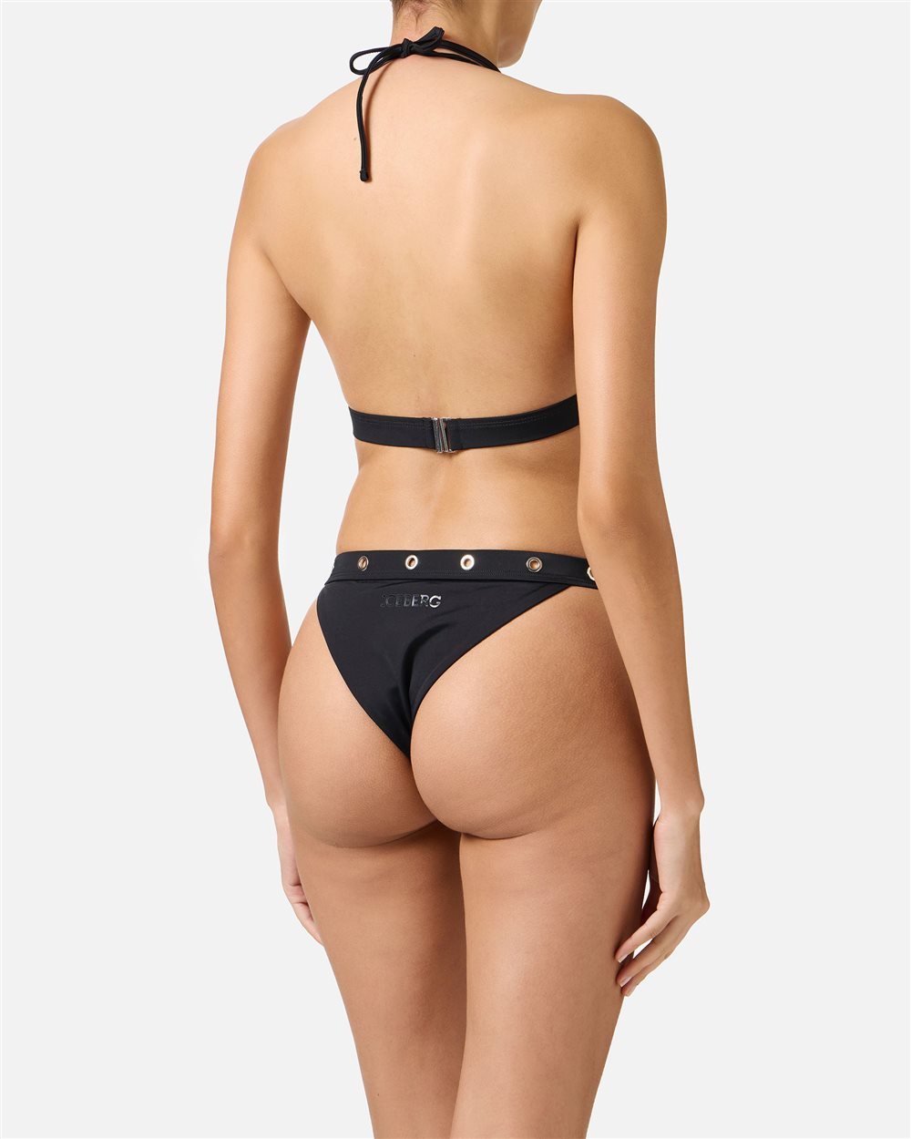 Top nero per costume a triangolo con borchie metalliche sotto al seno - Iceberg - Official Website