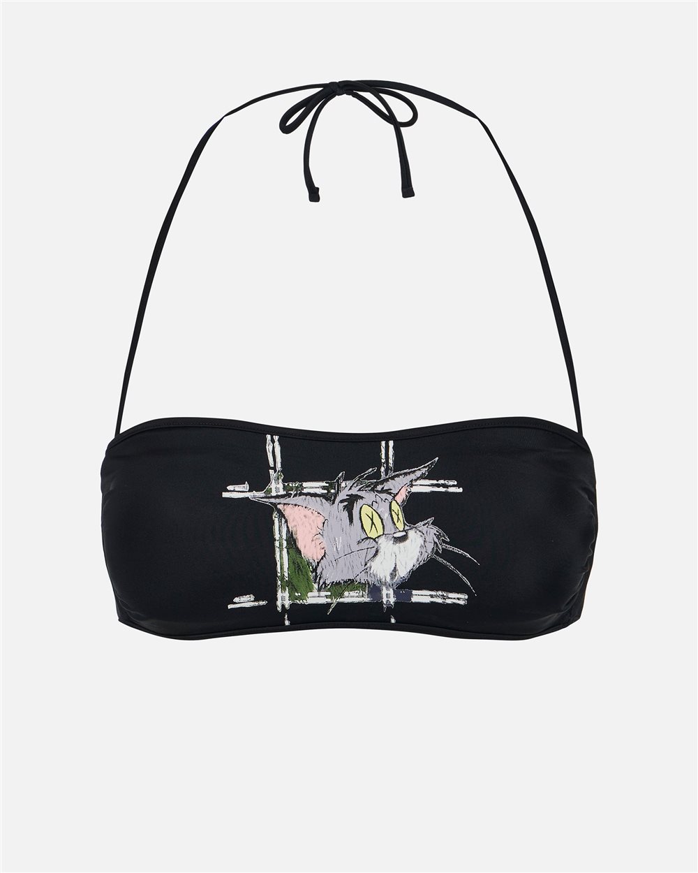 Top nero per costume a fascia con stampa di Tom sul petto - Iceberg - Official Website