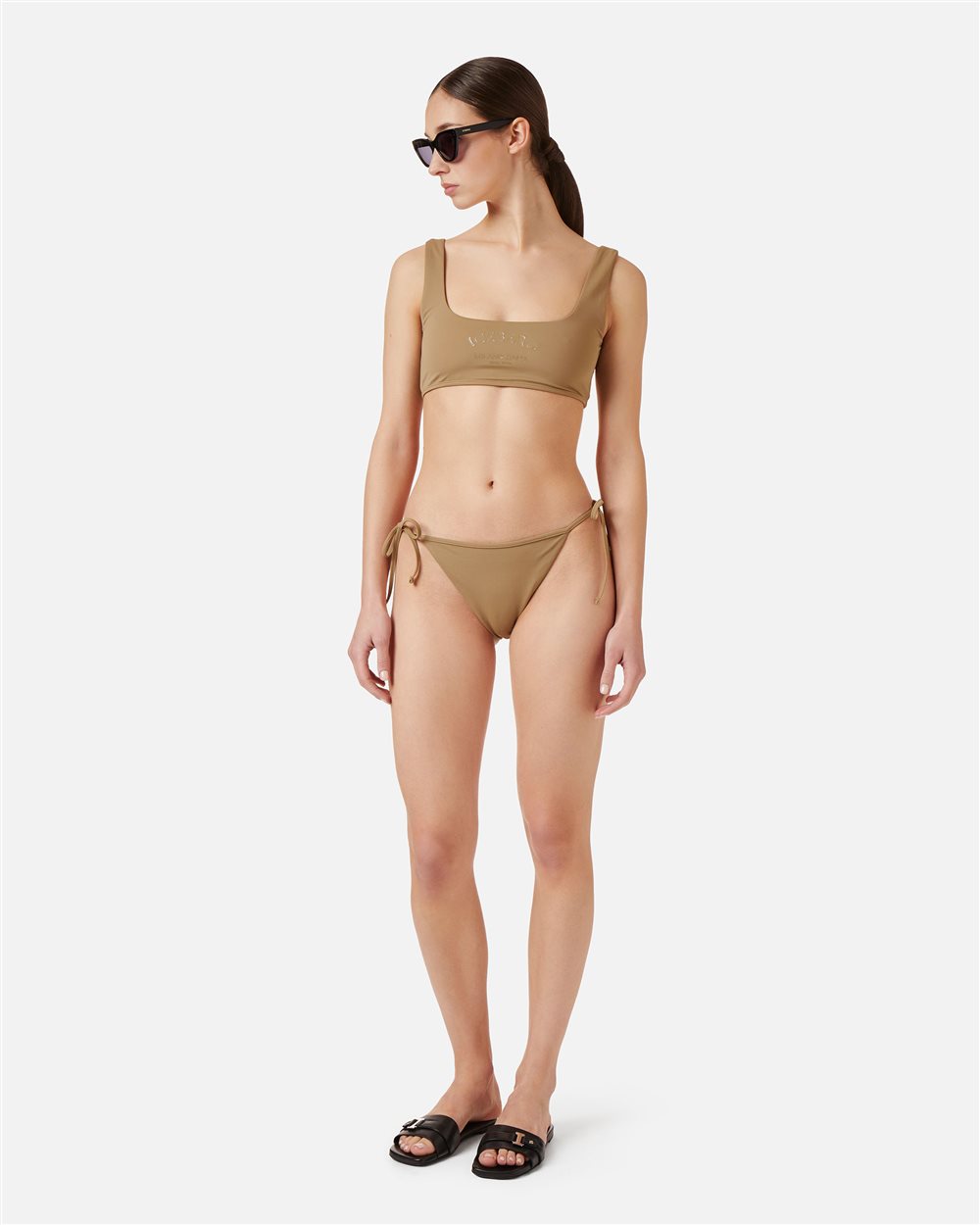 Mud-colored swim briefs with adjustable ties on the sides - Iceberg - Official Website