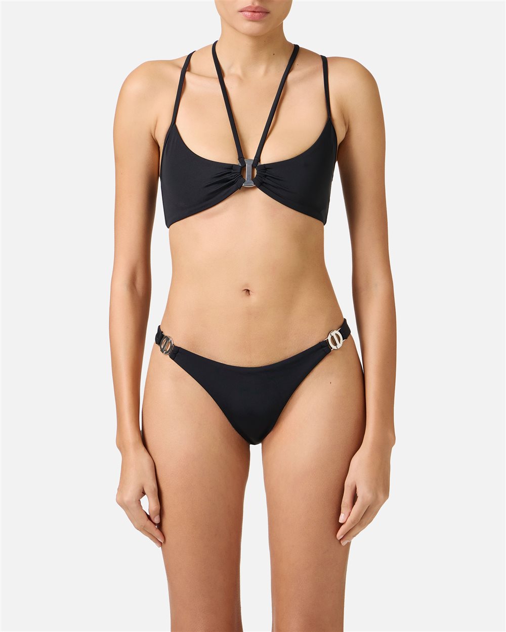 Slip neri con cucitura goffrata sul retro e anello in metallo sui fianchi - Iceberg - Official Website