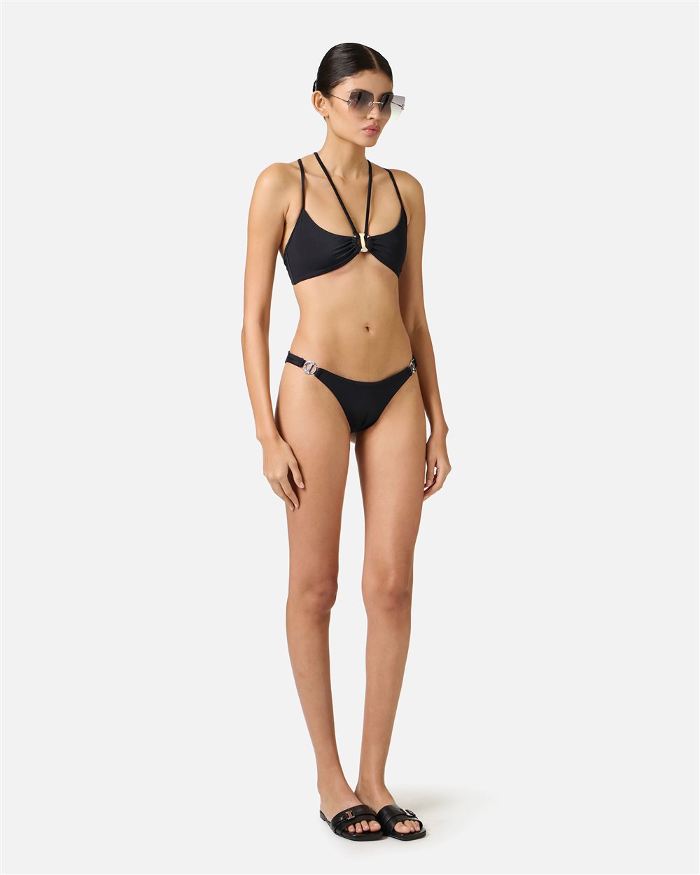 Slip neri con cucitura goffrata sul retro e anello in metallo sui fianchi - Iceberg - Official Website