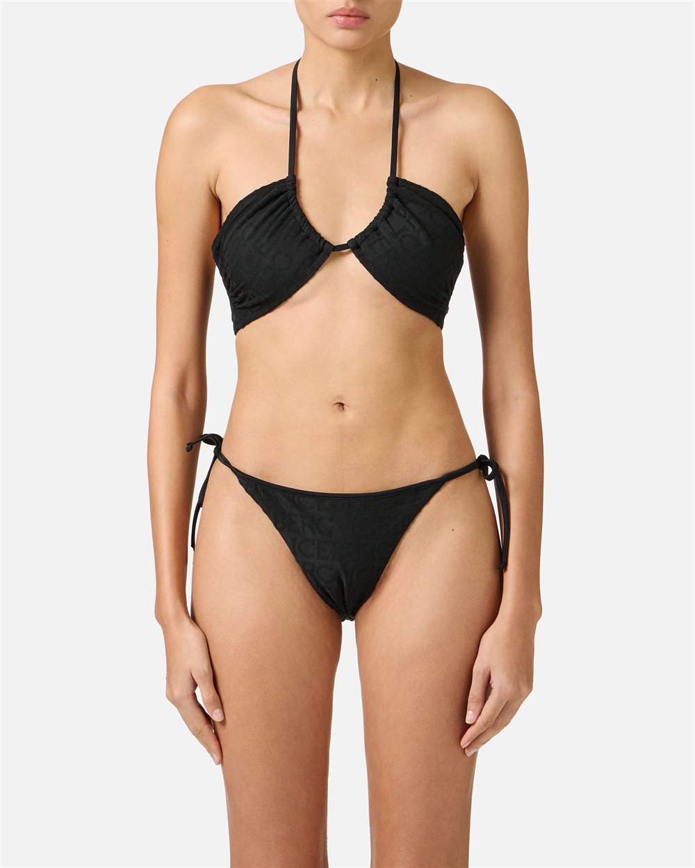 Slip neri per costume da bagno con laccetti sui fianchi e logo Iceberg allover - Iceberg - Official Website
