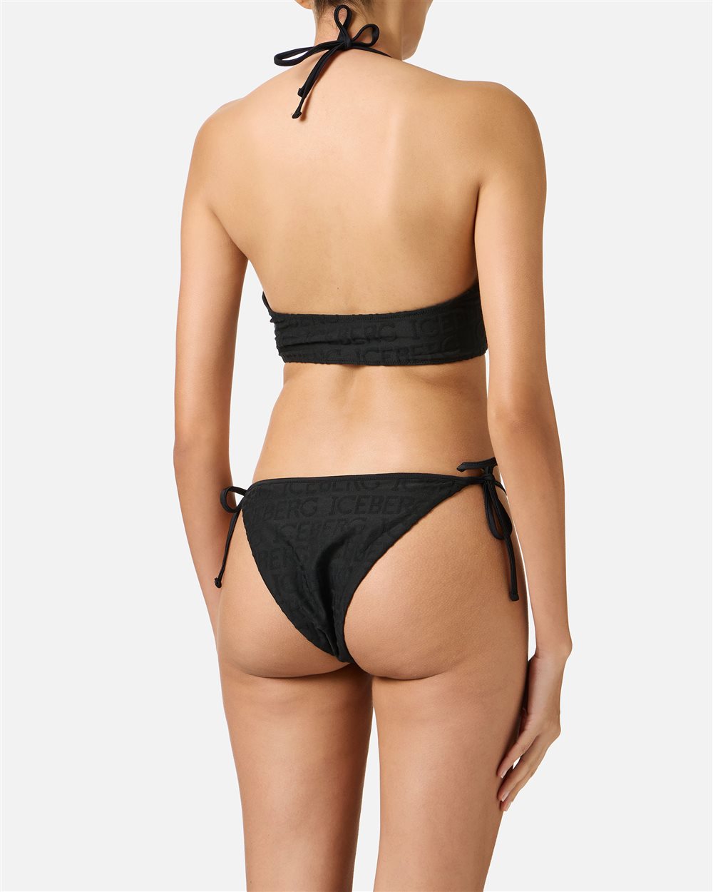 Slip neri per costume da bagno con laccetti sui fianchi e logo Iceberg allover - Iceberg - Official Website