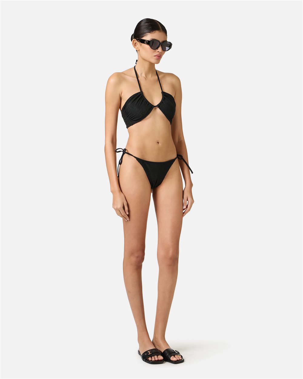 Slip neri per costume da bagno con laccetti sui fianchi e logo Iceberg allover - Iceberg - Official Website