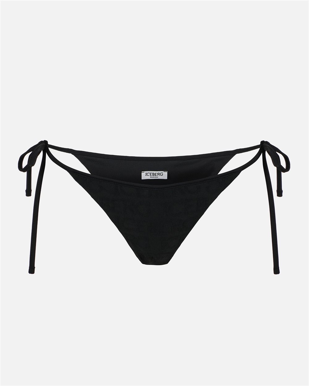 Slip neri per costume da bagno con laccetti sui fianchi e logo Iceberg allover - Iceberg - Official Website