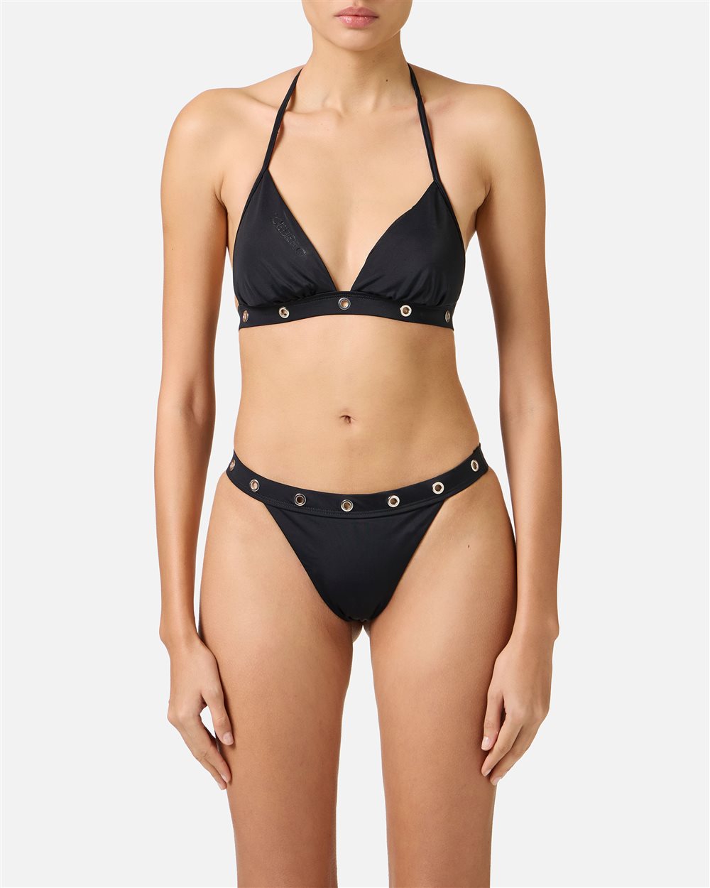 Slip nero sgambato con borchiette in metallo in vita - Iceberg - Official Website