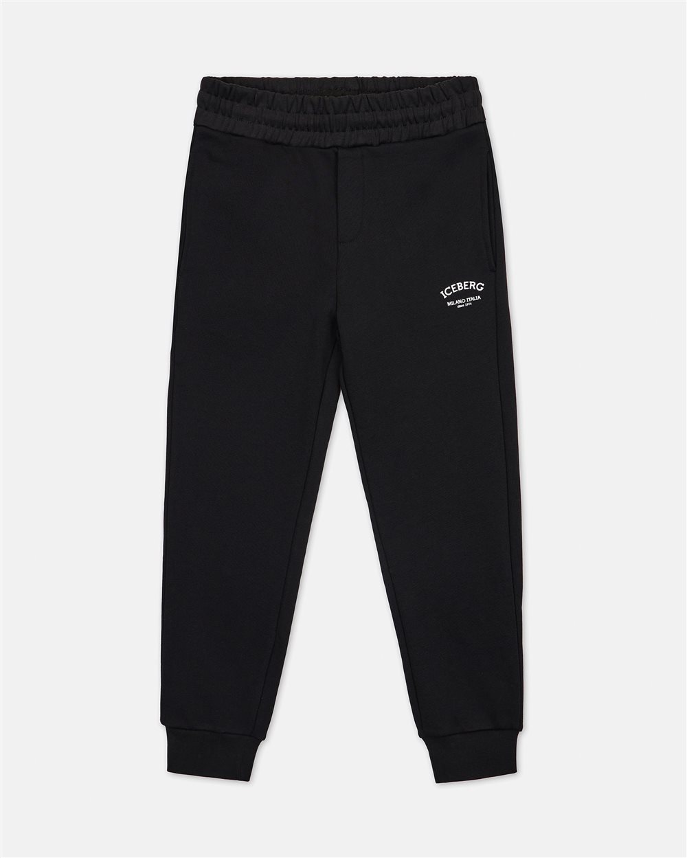 Black fleece jogger with institutional Iceberg logo on the left side - Iceberg - Official Website