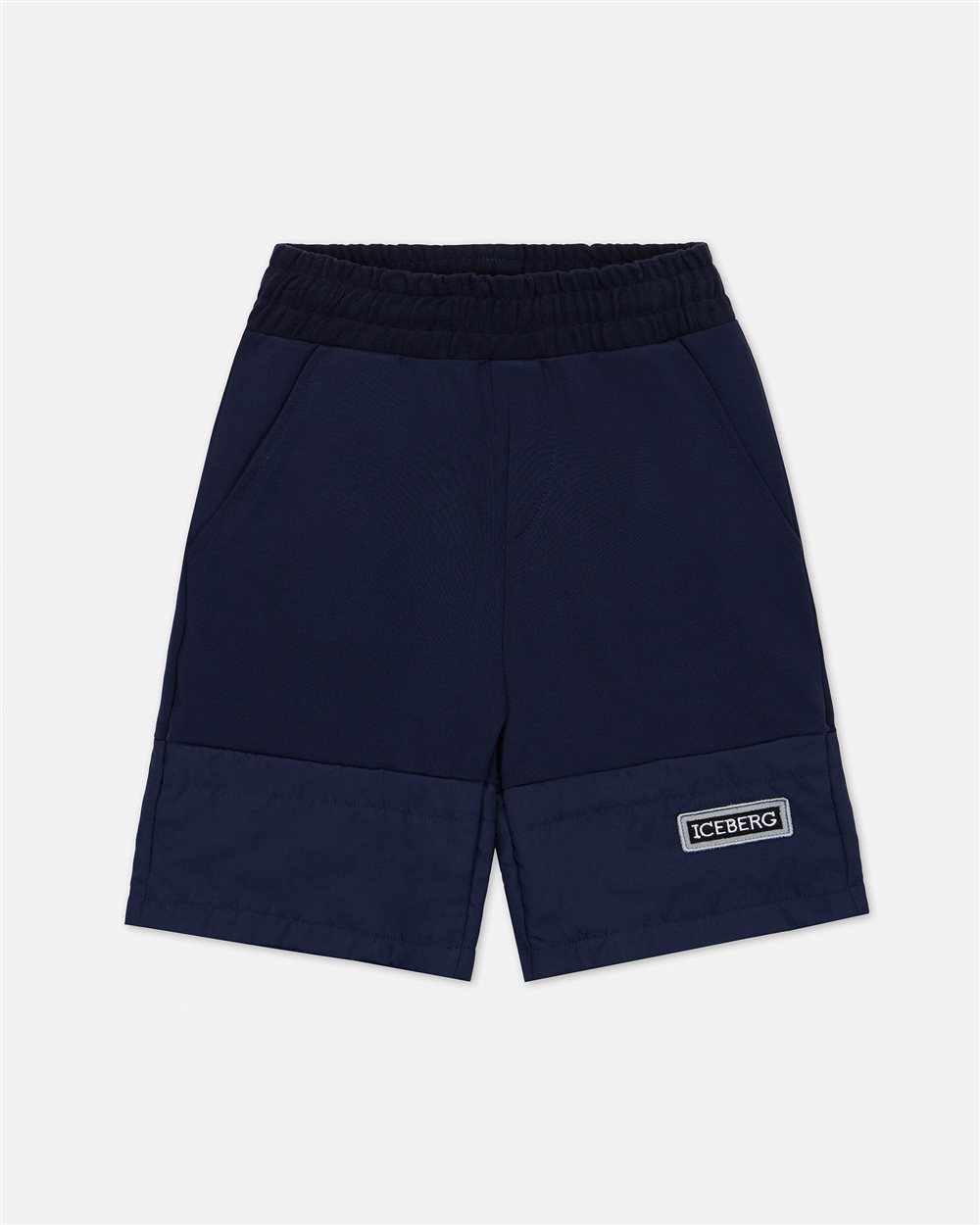 Blue Bermuda shorts with white Iceberg logo on the side - Iceberg - Official Website