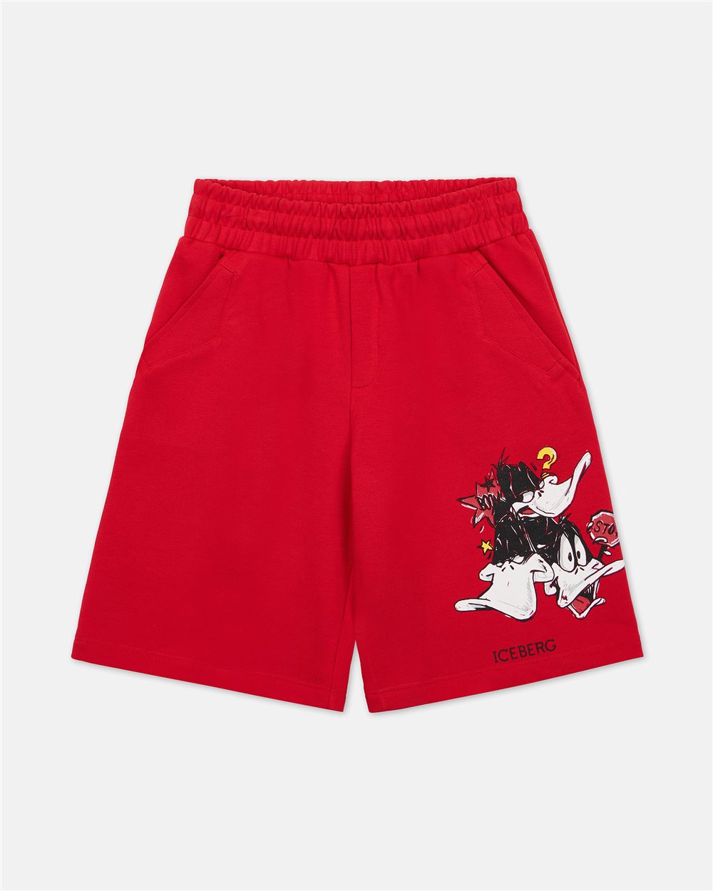Red Bermuda Shorts with Sylvester the Cat on the Side - Iceberg - Official Website
