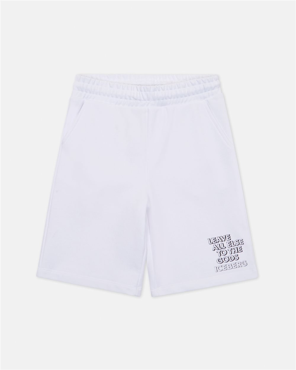 White Bermuda Shorts with Contrasting Logo - Iceberg - Official Website