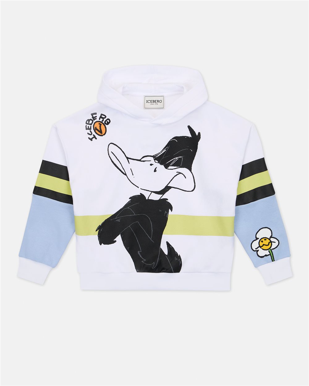 Felpa bianca con cappuccio e Daffy Duck stampato - Iceberg - Official Website