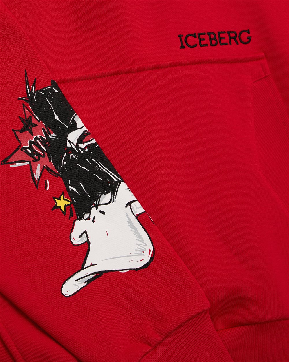 Red sweatshirt with Looney Tunes characters on the sleeves and Iceberg logo - Iceberg - Official Website