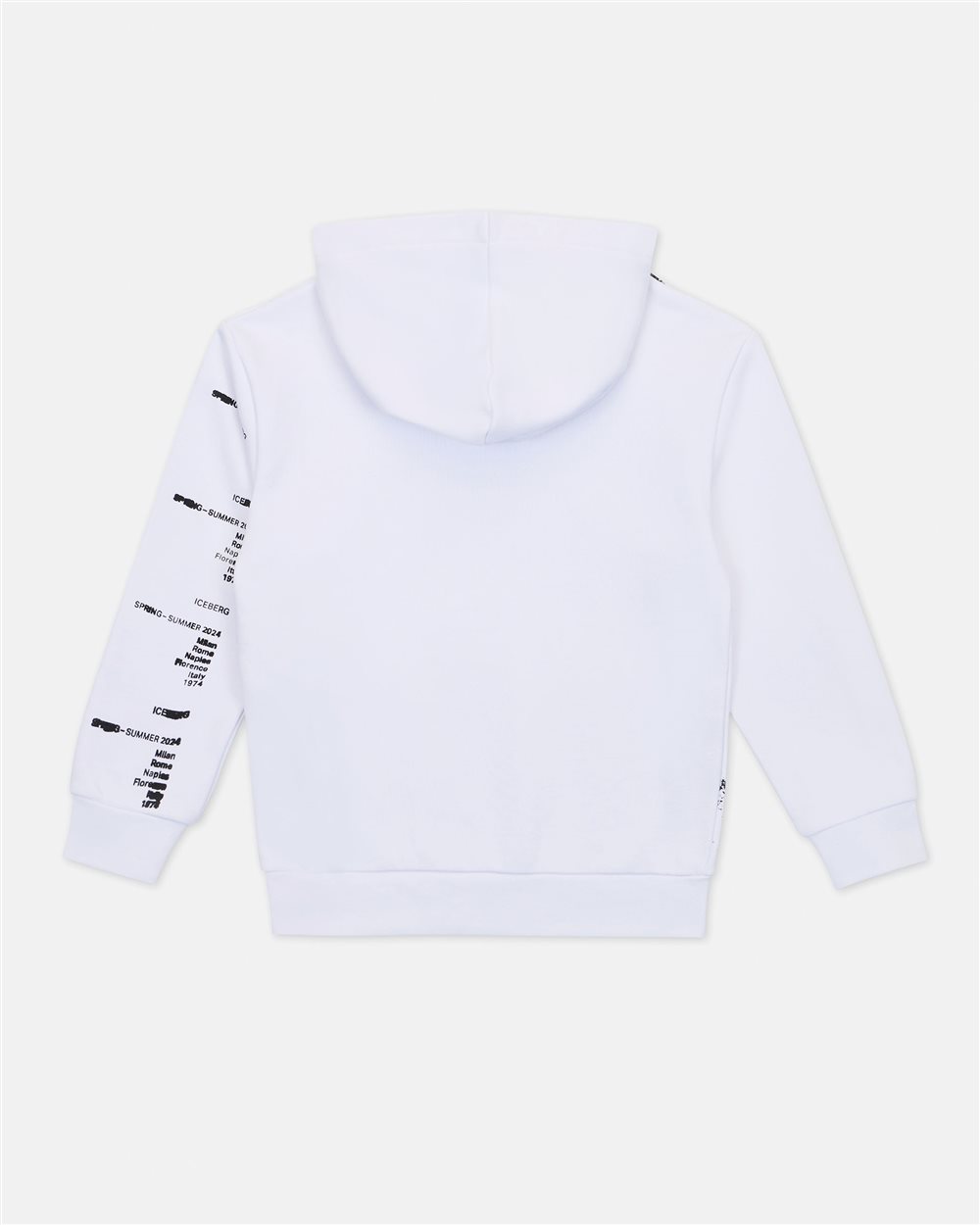 White sweatshirt with allover black prints and writing - Iceberg - Official Website