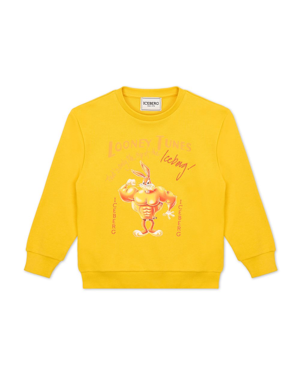 Yellow Crewneck Sweatshirt with Sylvester the Cat Drawn in Red - Iceberg - Official Website