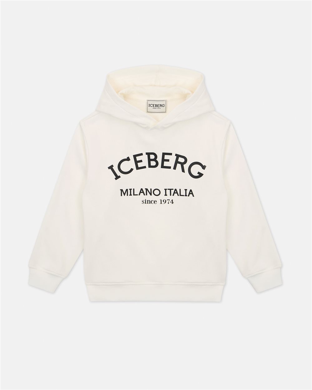 Felpa con cappuccio color panna e logo Iceberg istituzionale sul davanti - Iceberg - Official Website