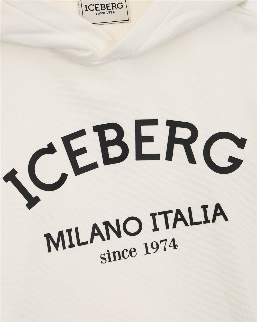 Felpa con cappuccio color panna e logo Iceberg istituzionale sul davanti - Iceberg - Official Website