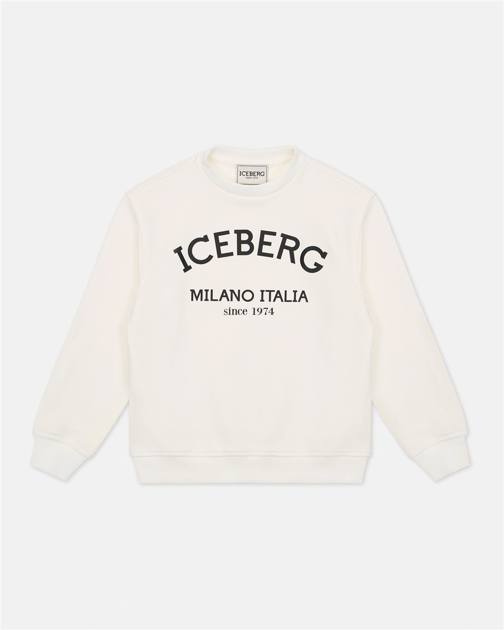 Cream-colored crewneck sweatshirt with institutional Iceberg logo on the front - Iceberg - Official Website