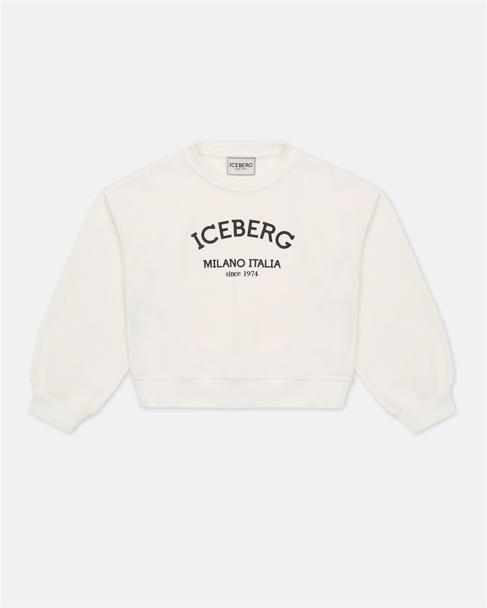 Cream-colored crewneck sweatshirt with contrasting Iceberg institutional logo - Iceberg - Official Website